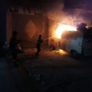 حريق حافلة في عنجر
