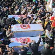 تشييع شهداء الدفاع المدني الموظفين العملانيين قاسم بزي ومحمد هاشم وعباس حمود في برج قلوية - النبطية.